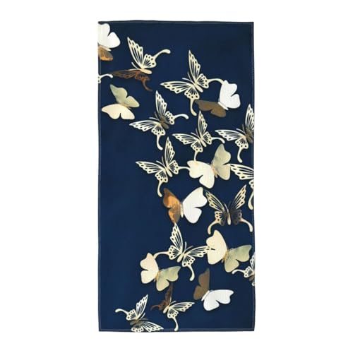 GSGCSBYMLG Langes Handtuch mit 3D-Metallic-Schmetterlings-Aufdruck, Polyester-Fleece von GSGCSBYMLG