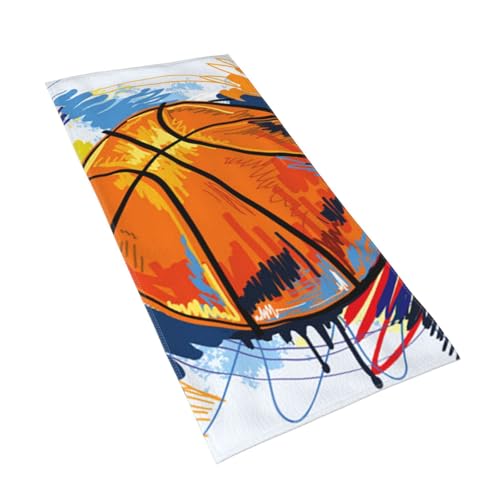 GSGCSBYMLG Langes Handtuch mit Basketball-Motiv, bedruckt, Polyester-Fleece von GSGCSBYMLG