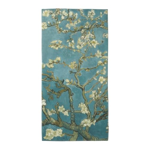 GSGCSBYMLG Langes Handtuch mit Mandelblüten-Motiv, Polyester-Fleece von GSGCSBYMLG