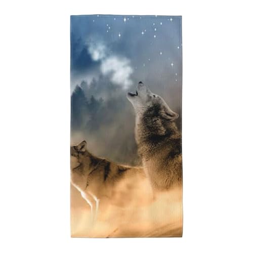 GSGCSBYMLG Langes Handtuch mit Wolfsdruck, Polyester-Fleece von GSGCSBYMLG