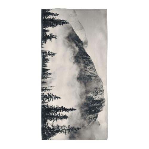 GSGCSBYMLG Langes Handtuch mit kanadischem Smokey Mountain Cliff bedrucktem Polyester-Fleece von GSGCSBYMLG