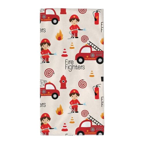GSGCSBYMLG Little Boys and Girls in FireFighters bedrucktes Handtuch, Polyester-Fleece, langes Handtuch von GSGCSBYMLG