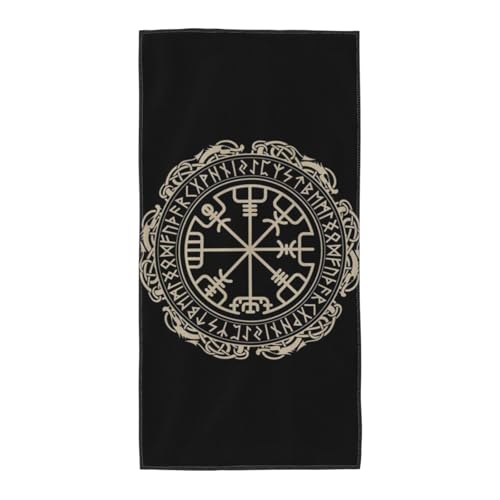 GSGCSBYMLG Magisches Design Norse Runen Kompass bedrucktes Handtuch Polyester-Fleece langes Handtuch von GSGCSBYMLG