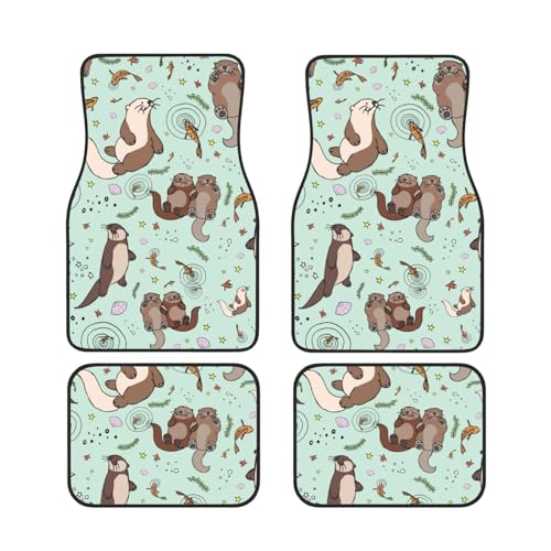 GSGCSBYMLG Otters bedruckte Auto-Fußmatten, Set mit 4 dekorativen Fußmatten von GSGCSBYMLG
