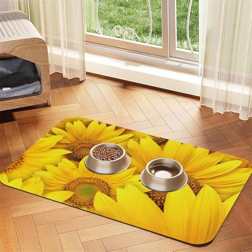 GSGCSBYMLG Platzdeckchen aus saugfähigem Leder mit Sonnenblumen-Motiv und gelben Blumen von GSGCSBYMLG