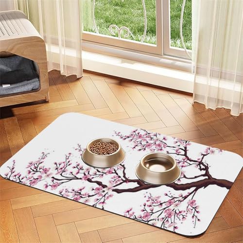 GSGCSBYMLG Platzdeckchen mit Kirschblütenbaum-Motiv, saugfähig, Leder von GSGCSBYMLG