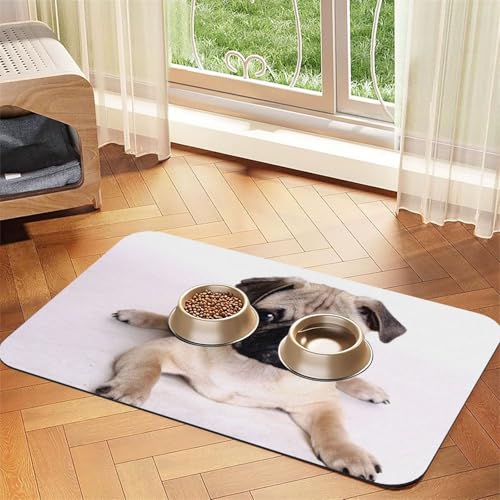 GSGCSBYMLG Platzdeckchen mit Mops-Motiv, saugfähig, Leder von GSGCSBYMLG