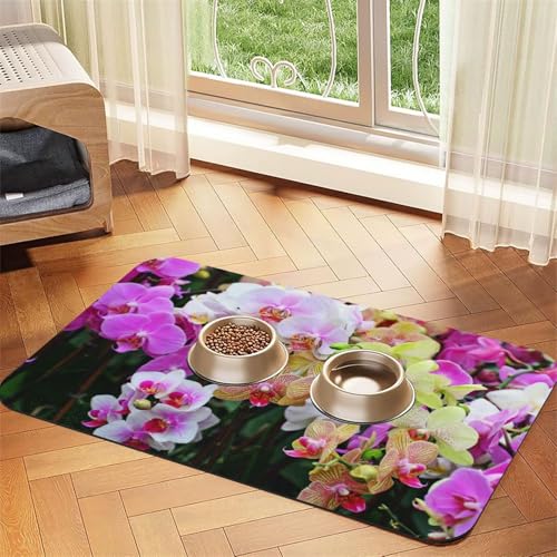 GSGCSBYMLG Platzdeckchen mit Orchideen-Motiv, saugfähig, Leder von GSGCSBYMLG