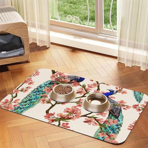 GSGCSBYMLG Saugfähige Leder-Tischdecke mit Pfauenmotiv von GSGCSBYMLG