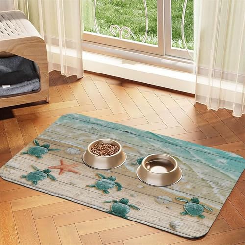 GSGCSBYMLG Sea Turtle Seestern bedruckte Haustier-Tischdecke aus saugfähigem Leder von GSGCSBYMLG