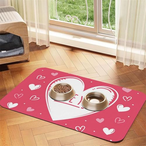 GSGCSBYMLG Valentinstags-Herz-bedruckte Haustier-Tischdecke, saugfähig, Leder von GSGCSBYMLG