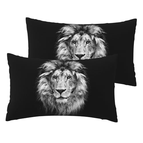 GSGCSBYMLG Wunderschöner Kissenbezug mit Löwen-Druck, Leinenimitat, 2 Sets GSGCSBYMLG Wunderschöner Kissenbezug mit Löwen-Druck, Leinenimitat, 2 Sets von GSGCSBYMLG