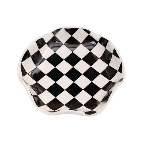 GSHLLO 13 cm kleine schwarz weiß karierte Schale Keramik Löffelhalter Tablett hitzebeständig Küche Löffel Ablage Kaffeelöffel Halter Geschirr dekorative Kochutensilienablage für Theke Herd GSHLLO 13 cm kleine schwarz weiß karierte Schale Keramik Löffelhalter Tablett hitzebeständig Küche Löffel Ablage Kaffeelöffel Halter Geschirr dekorative Kochutensilienablage für Theke Herd von GSHLLO