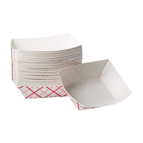 GSHLLO 50 Stück kariertes Papier Lebensmittel Boote Papier Lebensmittel Serviertabletts Picknick Hot Dog Tablett Wüste Salat Boote Pommes Frites Tablett Körbe Karneval Lebensmittel Halter Tablett von GSHLLO