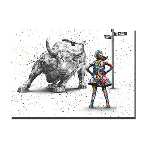 GSHRED Bullfighting Girl Graffiti Kunstgemälde an der Wanddekoration Kunstbild Bull Street Leinwandkunst Poster und Drucke für Wohnzimmer ungerahmt 60 × 80 cm von GSHRED