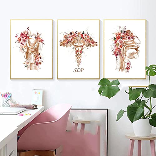 GSHRED Malen Auf Leinwand Sprachpathologe Sprachpathologe Sprachpathologe Kunstdrucke Kehlkopf StimmbäNder Klinisches Poster Krankenhaus BüRo Wanddekoration Rahmenlos 40×60cm×3pcs von GSHRED