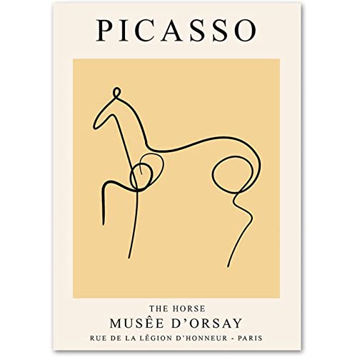 GSHRED Picasso Poster Linie Zeichnung Minimalistische Wand Bilder Pferd Leinwand Bild Picasso Kunstdrucke Picasso Bild Schlafzimmer Wohnkultur Rahmenlos 40×50cm von GSHRED