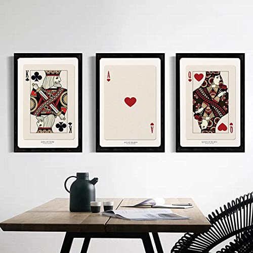 GSHRED Vintage Wall Art Canvas Painting Playing Card Poster King Queen Heart Posters Prints Decoration Living Room Home Mural Decor Frameless von GSHRED