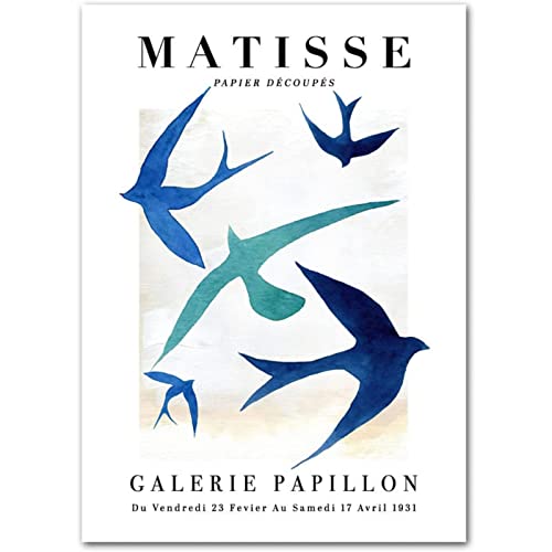 Matisse Poster Marineblau Taube Leinwand Gemälde Matisse Wandkunst Matisse Drucke Vintage Bilder Modern für Wohnzimmer Schlafzimmer Dekor Rahmenlos 30×40cm von GSHRED