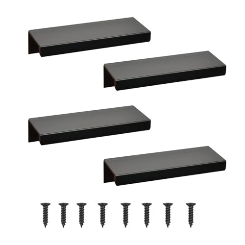 4 Stück Möbelgriffe Versteckter Türgriff Schrankgriffe Aluminium Schubladengriff Versteckter Griffe Unsichtbare Möbelgriffe Küchengriffe - Schwarz,12cm(Rechtwinklige Kante） von GSHUR