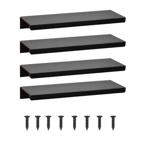 4 Stück Möbelgriffe Versteckter Türgriff Schrankgriffe Aluminium Schubladengriff Versteckter Griffe Unsichtbare Möbelgriffe Küchengriffe - Schwarz, 20cm(Rechtwinklige Kante） von GSHUR