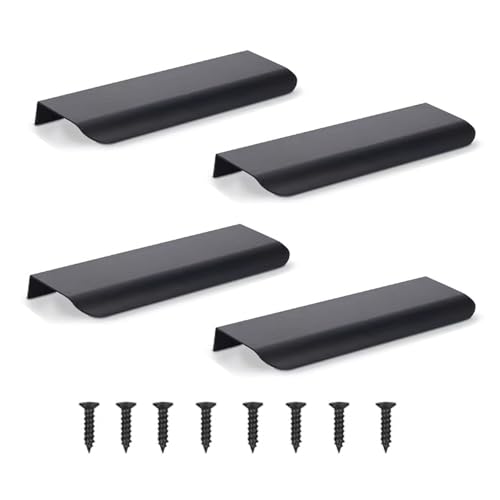 4 Stück Möbelgriffe Versteckter Türgriff Schrankgriffe Aluminium Schubladengriff Versteckter Griffe Unsichtbare Möbelgriffe Küchengriffe - Schwarz,8cm(abgerundete Kante） von GSHUR
