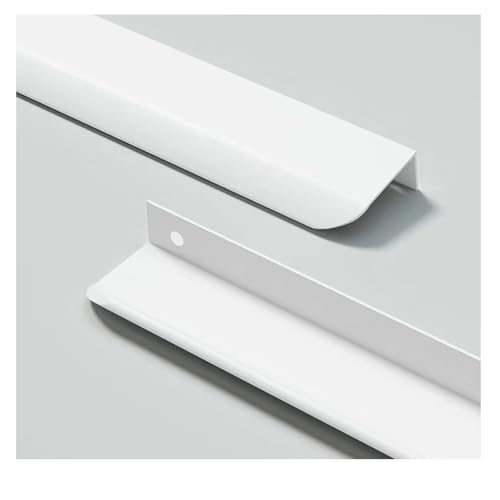 4 Stück Möbelgriffe Versteckter Türgriff Schrankgriffe Aluminium Schubladengriff Versteckter Griffe Unsichtbare Möbelgriffe Küchengriffe - Weiß, 20cm(abgerundete Kante) von GSHUR