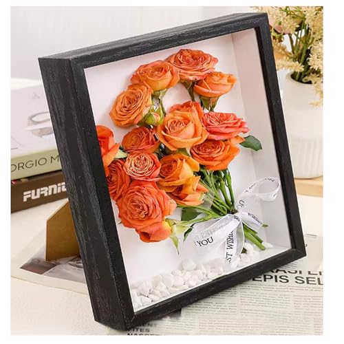 GSHUR 3D Bilderrahmen 20 x 20cm Tiefer Rahmen für Objekte bis 5cm-Objektrahmen zum Befüllen Quadratische Form, 3D bilderrahmen für Objekte Fotos Kunstwerke Erinnerungen Blumen (Schwarz) von GSHUR
