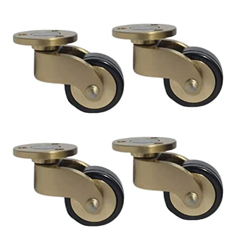 GSHXNM Möbelrollen 4er Set Klein Antik Lenkrollen 360° Drehbare Gummiräder Massiv Messing Poliert Möbelrollen Transportrollen mit Schrauben Ersatz for Möbel Sofa Stuhl Schrank(F) von GSHXNM
