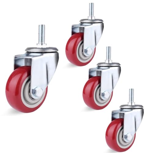 Hochleistungs-Lenkrolle, 4er-Set Lenkrollen mit Bremse M10 M12 M16 3 Zoll Doppellager-PU-Räder for Wagen und Schränke, Schwerlastkapazität 300 kg (M16), reibungslose Mobilität Stabilität(Swivel) von GSHXNM