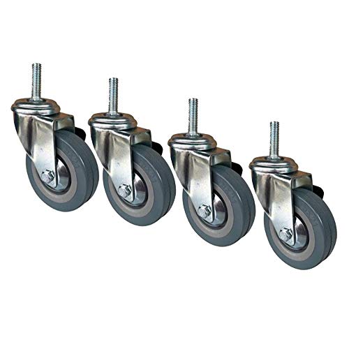 Hochleistungs-Lenkrolle, Hochleistungs-Lenkrollen aus Gummi mit Bremse, 100 mm, 400 kg Tragkraft, perfekt for Möbel und Werkbankwagen, 4er-Pack, sanftes Mobilitätsdesign(A) von GSHXNM