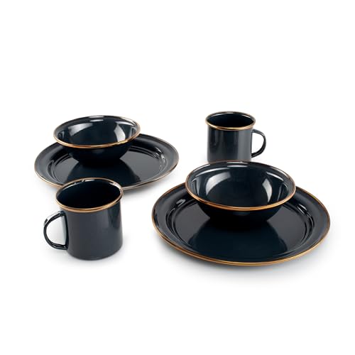 GSI Outdoors Mesa 2-Personen Essgeschirr-Set, 6-teilig - Schatten mit bronzefarbenem Edelstahlrand, spülmaschinenfest von GSI Outdoors