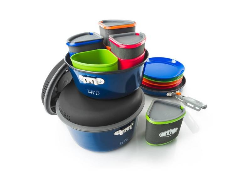 GSI Topf-Set Camping Koch Geschirr Set Bugaboo, Topf Pfanne Outdoor Küche Stapelbar 23tlg von GSI