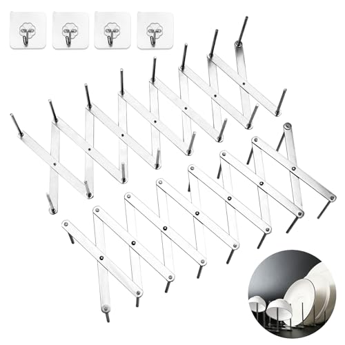 GSIUN Deckelhalter 2er, Rostfreie Pfannenhalter, Dämpfer Abtropfgestell, Verstellbarer Spareribshalter, Topf Organizer, Multifunktionales Teleskoplagerregal, für Töpfe, Deckel, Pfannen Organizer von GSIUN