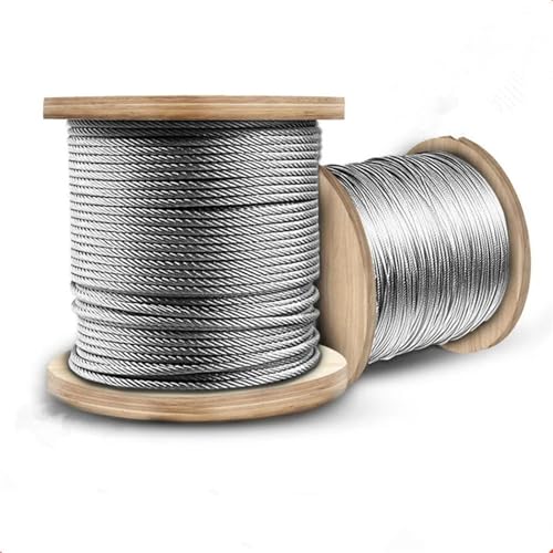 Drahtseil 100 Meter Drahtseil, PVC-transparent beschichtetes Kabel, Edelstahlseil, Wäscheleine, Durchmesser 0,5/0,8/1,0/1,2/1,5/2,0/2,5/3,0/4,0/5,0/6,0/8,0 mm(2 Meter,Diameter 1mm) von GSJNHY