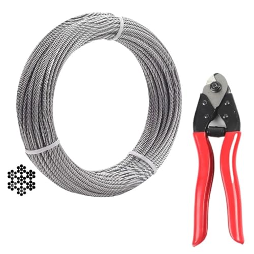 Drahtseil 30 Meter/100 Fuß 3,0 MM 1/8'' Durchmesser Rostfreier Edelstahl 316 Klasse 7X7 Drahtseil Kabel Wäscheleine Mit Cutter Drahtseil 30 Meter/100 Fuß 3,0 MM 1/8'' Durchmesser Rostfreier Edelstahl 316 Klasse 7X7 Drahtseil Kabel Wäscheleine Mit Cutter von GSJNHY