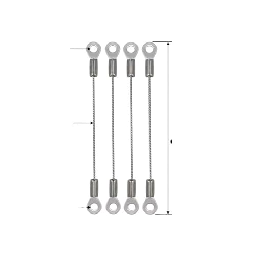 Drahtseil 4 Stück Edelstahl-Kabelösen-Endbänder 1/2,0 mm Stahldrahtverarbeitung Kundenspezifisches Absturzsicherungsseil(1mm thick,900mm) von GSJNHY