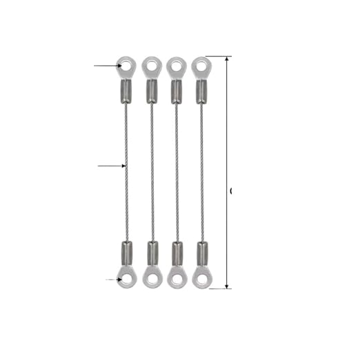 Drahtseil 4 Stück Edelstahl-Kabelösen-Endbänder 1/2,0 mm Stahldrahtverarbeitung Kundenspezifisches Absturzsicherungsseil(2mm thick,700mm) von GSJNHY