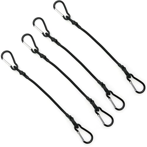 Drahtseil 4 stücke Dehnbares Bungee-seil Mit Haken 6,0mm Vielseitiges Elastisches Gummiseil Radfahren Gepäckbindeseile Campingzubehör(Black,90cm) von GSJNHY