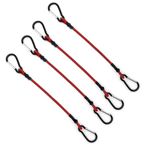 Drahtseil 4 stücke Dehnbares Bungee-seil Mit Haken 6,0mm Vielseitiges Elastisches Gummiseil Radfahren Gepäckbindeseile Campingzubehör(Red,30cm) von GSJNHY