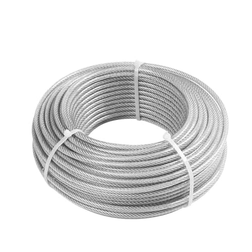 Drahtseil 5–30 Meter Stahl, PVC-beschichtet, flexibles Drahtseil, weiches Kabel, transparente Wäscheleine aus Edelstahl, Durchmesser 0,5/1,0/1,5/2,0/2,5/3,0/5,0 mm(30 Meter,Diameter 5mm) von GSJNHY