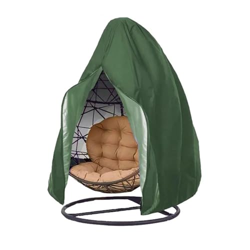 Eierstuhl-Abdeckung, zum Aufhängen, wasserdicht, Rattan-Geflecht, Sesselschutz, Staubschutz, Hängesessel, für den Außenbereich, für Eierstuhl auf Ständer (Farbe: Grün, 115 x 190 cm) von GSJNHY