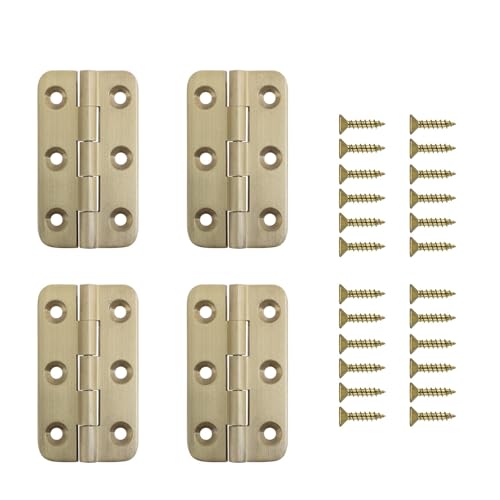 Fenster Scharniere Gebürstetes Nickel und Messing, massives Messing, 5,1 cm Scharnier, 270 Grad offen, kleines Möbelscharnier mit Schrauben(Brushed Brass 4pcs) von GSJNHY