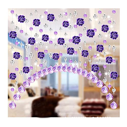 Perlenvorhang 1 Streifen 1 mt Kristallvorhang Glas Rose Kristall Perle Vorhang Wohnzimmer Schlafzimmer Bogen Hängende Fenster Tür Hochzeit Dekor Häuser (Color : Lakeblue) von GSJNHY