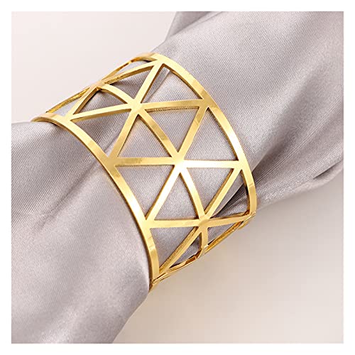 Serviettenringe 10 stücke Hotel Musterraum Seidenschal Schnalle Metall Kreative Prismatische Mund Ring Non-Set Serviette Ring (Size : 10pcs Golden) von GSJNHY