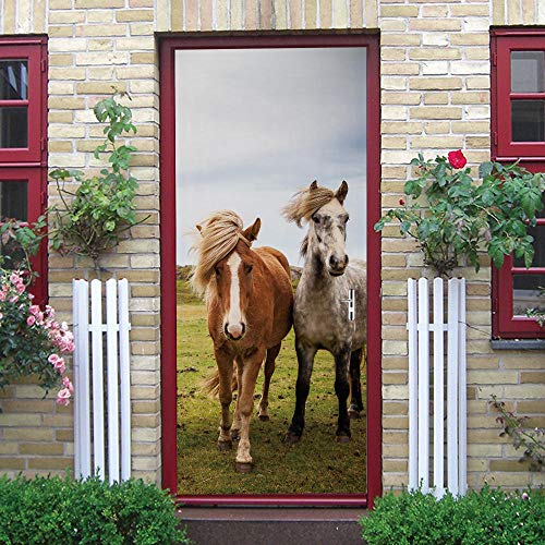 GSKBDQ 3D Türaufkleber Türtapete Selbstklebend Türposter Modelandschaft Pferd 77X200Cm Fototapete Türfolie wasserdichte Abnehmbare PVC Türtapete Innentür Schlafzimmer Küche Bad Home Deko von GSKBDQ