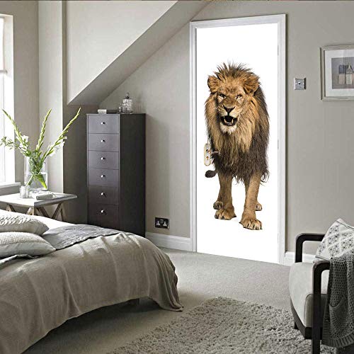 GSKBDQ 3D Türaufkleber Türtapete Selbstklebend Türposter Tierischer Löwe 77X200Cm Fototapete Türfolie Wasserdichte Abnehmbare Pvc Türtapete Innentür Schlafzimmer Küche Bad Home Deko von GSKBDQ