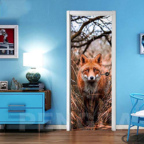 GSKBDQ Türtapete Selbstklebend Türposter Waldtier Fuchs 95X215Cm 3D Effekt Türaufkleber - Fototapete Türfolie Poster Tapete - Pvc Wasserdichte Wandbild Home Wohnzimmer Dekoration Wandtattoo von GSKBDQ