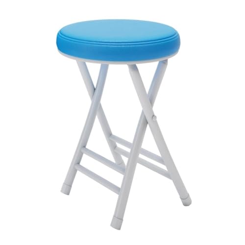 GSKDZG 50cm Klapphocker, Runder Gepolsterter Barhocker, Klappbar Küchenstuhl, Maximale Belastung 150 Kg, Leicht Und Tragbar(Blue) von GSKDZG