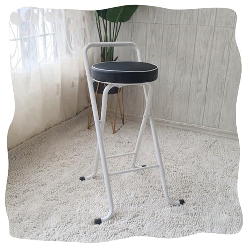 GSKDZG 65cm 75cm Klapphocker, Runder Klappbar Barhocker, Tragbarer Gepolsterter Klappstuhl Mit Rückenlehne Und Fußstütze, Maximale Belastung 150kg(Black and White,65cm) von GSKDZG